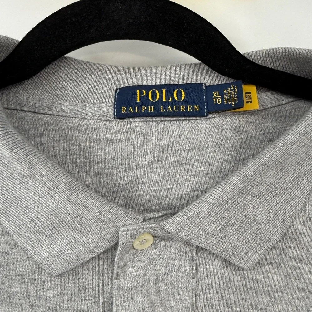 Polo Ralph Lauren Mens Size XL Shirt Short Sleeve Gray Pony Cotton Dress